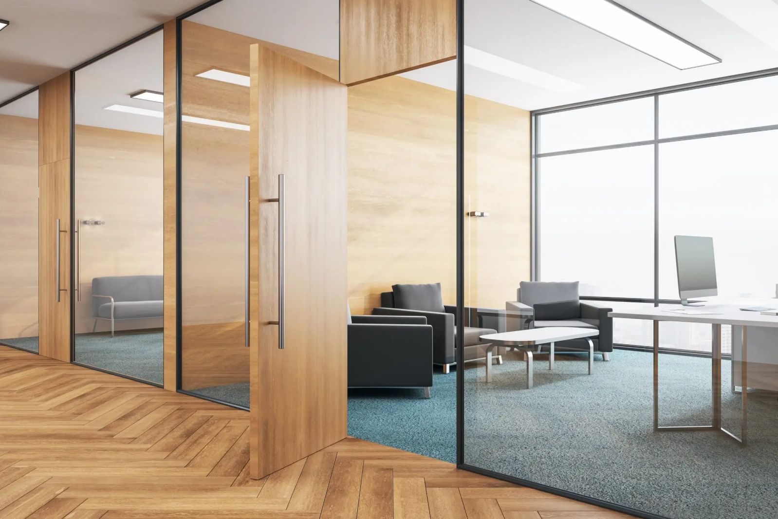 Office Glass and Wooden Partition